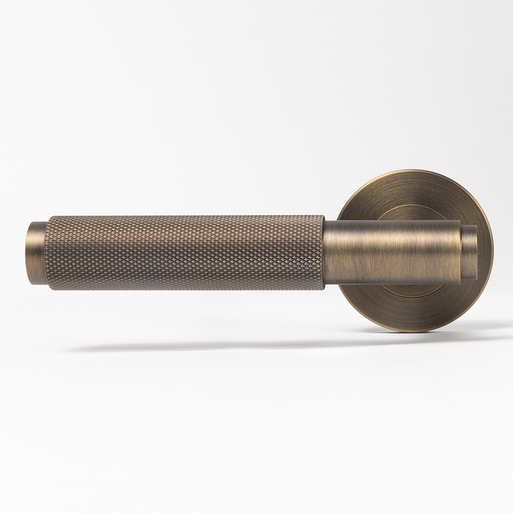Ivan Door Handle Knurled Brushed Vintage Antique Brass