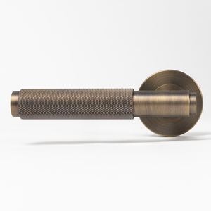 Ivan Door Handle Knurled Brushed Vintage Antique Brass - Brushed Vintage Antique Brass