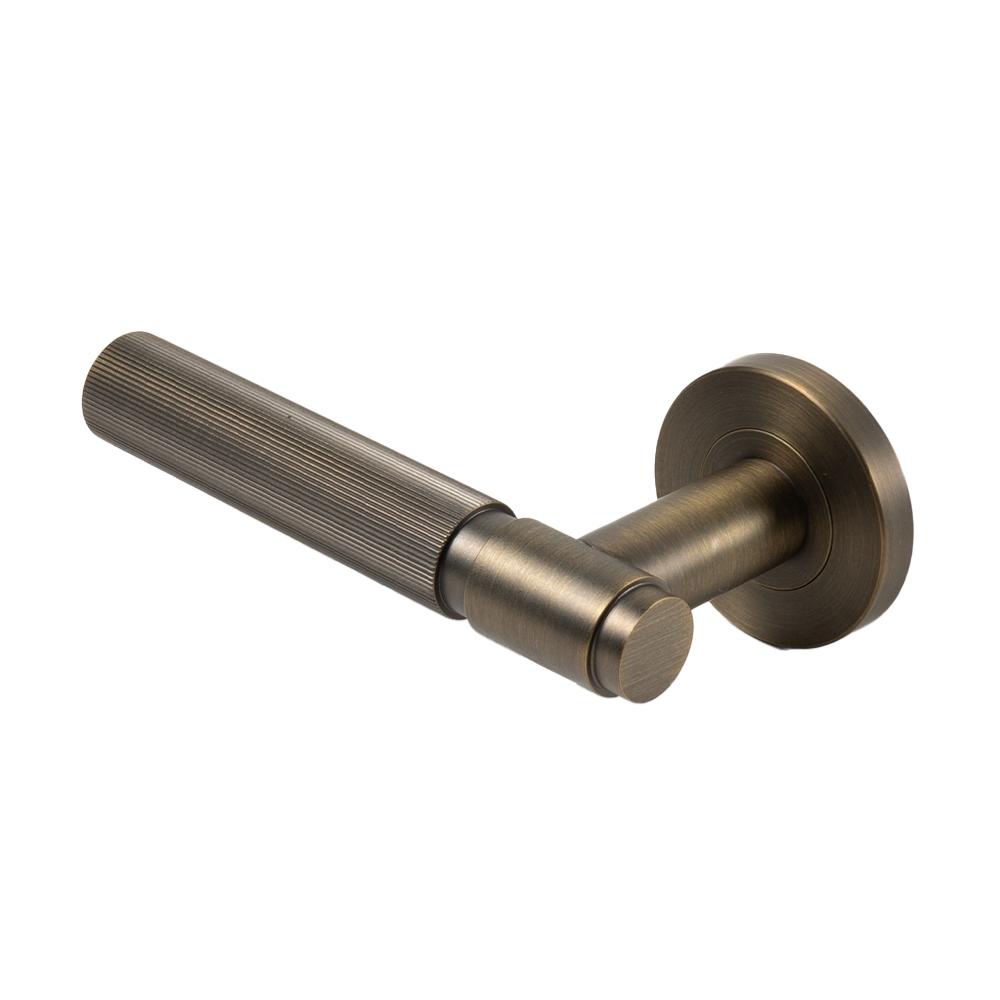 Marko Door Handle Linear Reeded Brushed Vintage Antique Brass