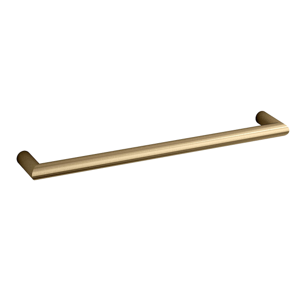Round Single Bar Heated Towel Rail Brushed Brass