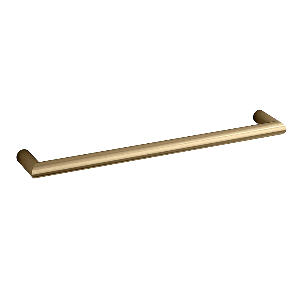 Round Single Bar Heated Towel Rail Brushed Brass