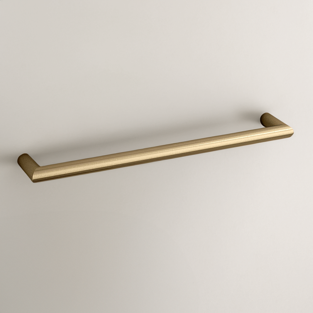 Round Single Bar Heated Towel Rail Brushed Brass