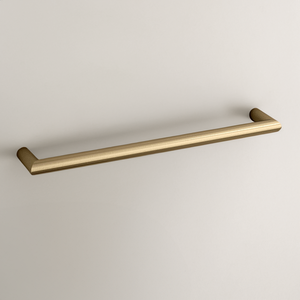 Round Single Bar Heated Towel Rail Brushed Brass - Brushed Brass