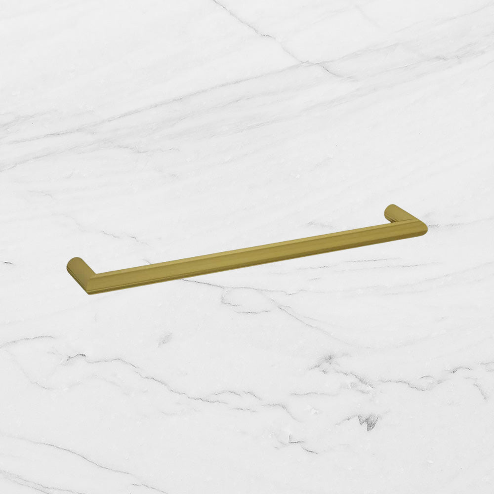 Round Single Bar Heated Towel Rail Brushed Gold