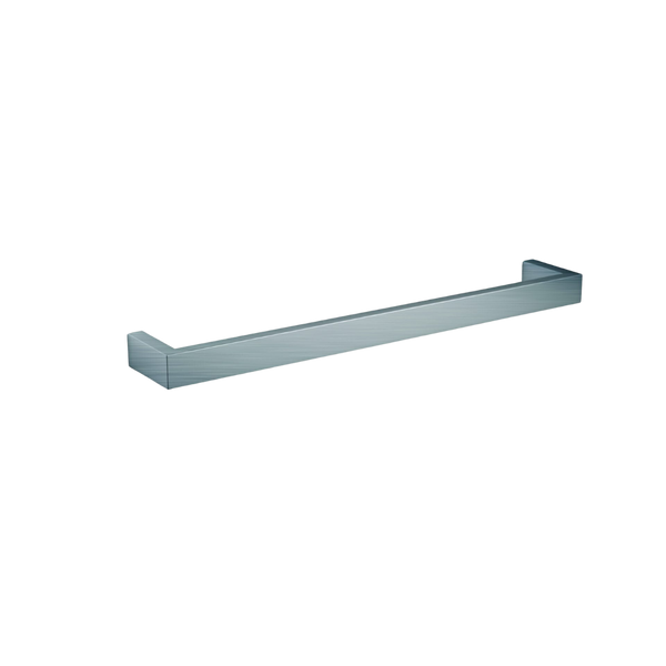 Square Single Bar Heated Towel Rail Brushed Stainless Steel