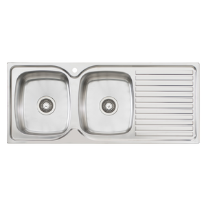Endeavour Double Bowl Sink With Drainer Left Stainless Steel - Stainless Steel