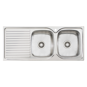 Endeavour Double Bowl Sink With Drainer Right Stainless Steel - Stainless Steel