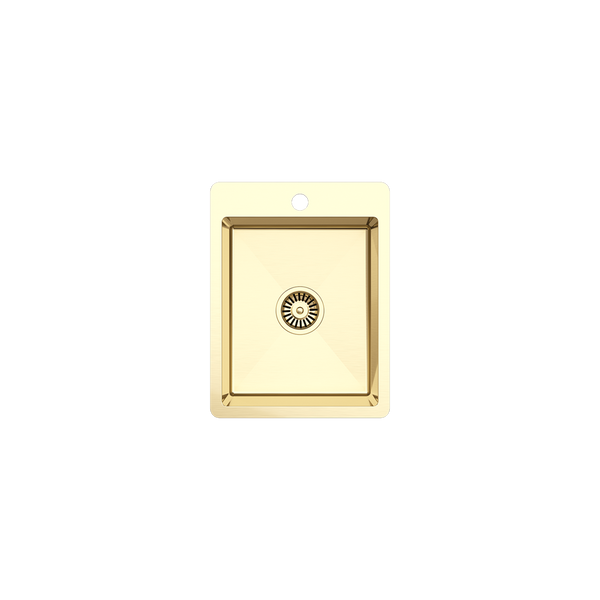 Evelyn 380x500 Single Bowl Tap Landing Sink Brushed Brass Gold
