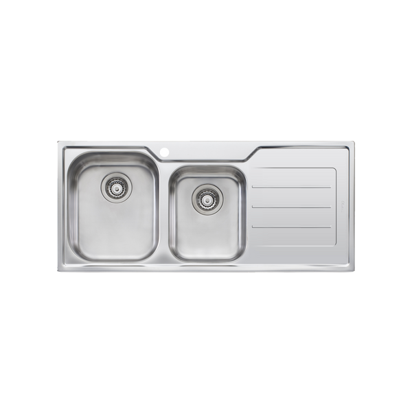Flinders 1 And 3/4 Bowl Sink With Drainer Left Stainless Steel