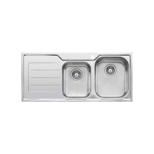 Flinders 1 And 3/4 Bowl Sink With Drainer Right Stainless Steel