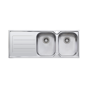 Flinders Double Bowl Topmount Sink With Drainer Right Stainless Steel - Stainless Steel