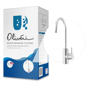 Satellite Water Filtration System With Round Goose Neck Filter Tap White - White