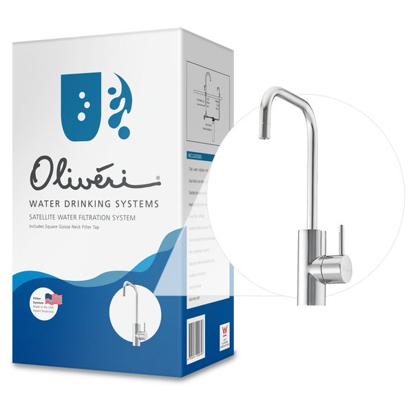 Satellite Water Filtration System With Square Goose Neck Filter Tap White