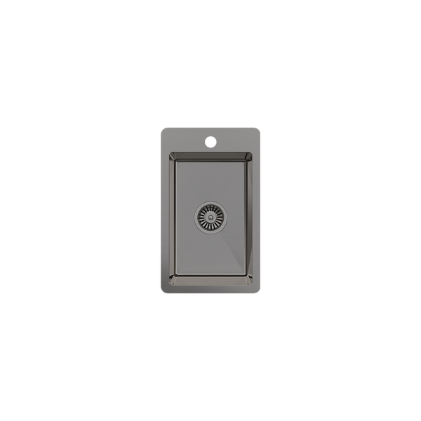 Harper 300x500 Single Bowl Butler Tap Landing Sink Brushed Gunmetal