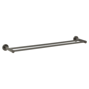 Venezia Double Towel Rail 600mm Brushed Gunmetal - Brushed Gunmetal
