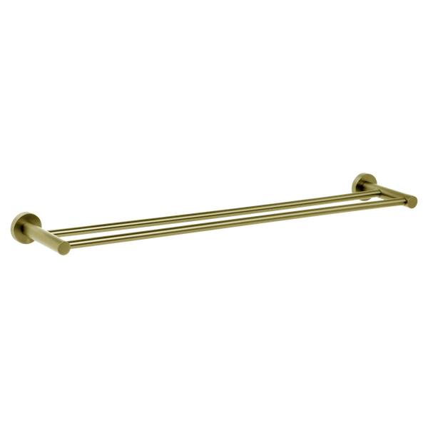 Venezia Double Towel Rail 600mm Brushed Brass Gold