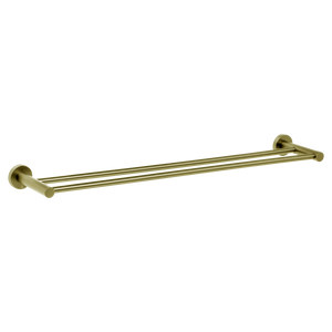 Venezia Double Towel Rail 600mm Brushed Brass Gold - Brushed Brass Gold