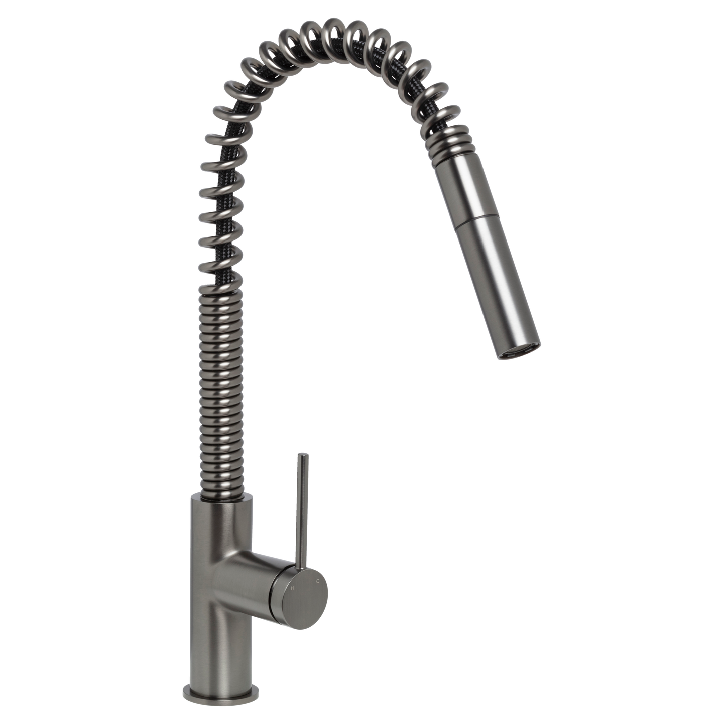 Venezia Gooseneck Pull Out Spring Sink Mixer Brushed Gunmetal
