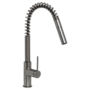 Venezia Gooseneck Pull Out Spring Sink Mixer Brushed Gunmetal - Brushed Gunmetal