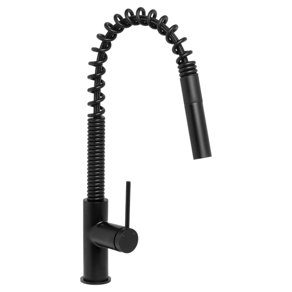 Venezia Gooseneck Pull Out Spring Sink Mixer Matte Black