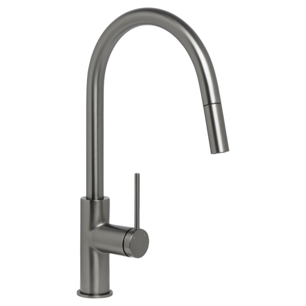Venezia Gooseneck Pull Out Sink Mixer Brushed Gunmetal