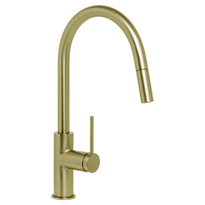 Venezia Gooseneck Pull Out Sink Mixer Brushed Brass Gold - Brushed Brass Gold