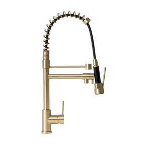 Cleo Brushed Brass Gold Pull Down Dual Spray Mixer - Brushed Brass Gold