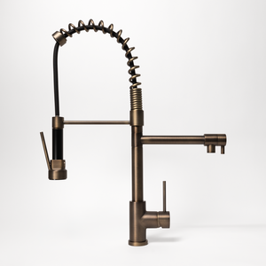 Cleo Brushed Vintage Antique Brass Pull Down Dual Spray Mixer - Brushed Vintage Antique Brass