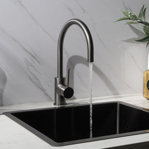 Ashanti Brushed Gunmetal Gooseneck Mixer - Brushed Gunmetal