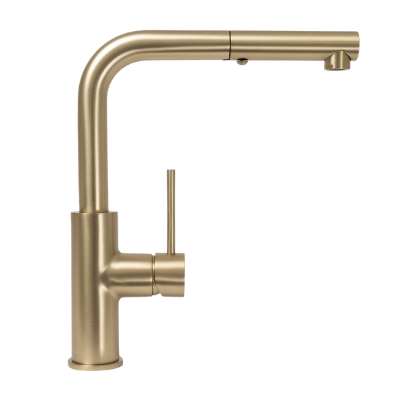 Nisa Square Pull Out Mixer Brushed Brass Gold