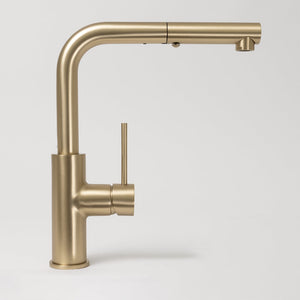 Nisa Square Pull Out Mixer Brushed Brass Gold - Brushed Brass Gold
