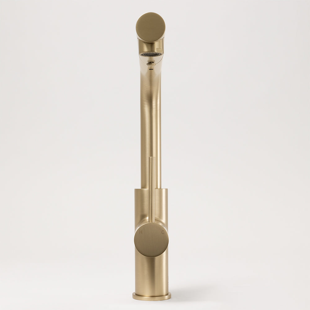 Nisa Square Pull Out Mixer Brushed Brass Gold