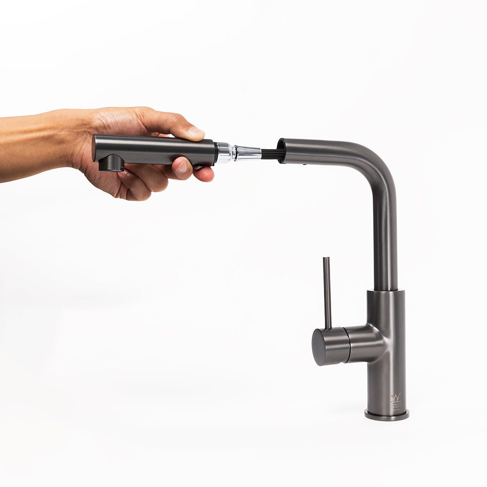 Nisa Square Pull Out Mixer Brushed Gunmetal