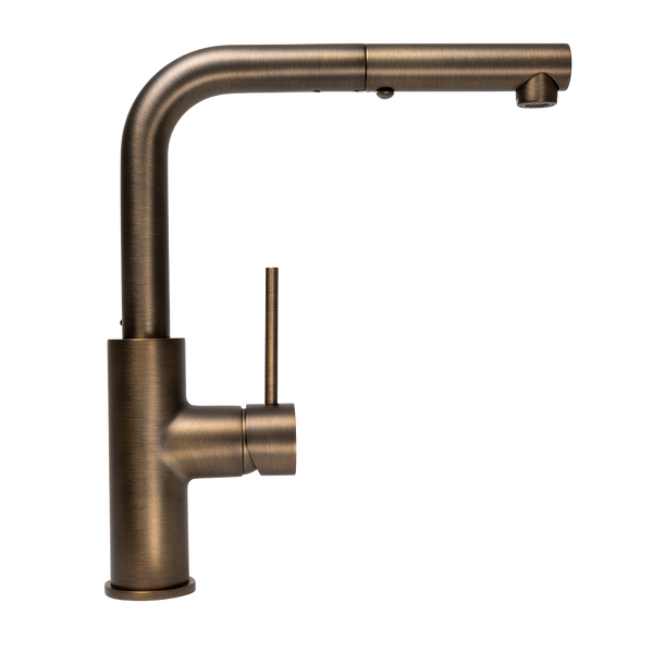 Nisa Square Pull Out Mixer Brushed Vintage Antique Brass