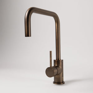 Charlotte Brushed Vintage Antique Brass Square Mixer - Brushed Vintage Antique Brass