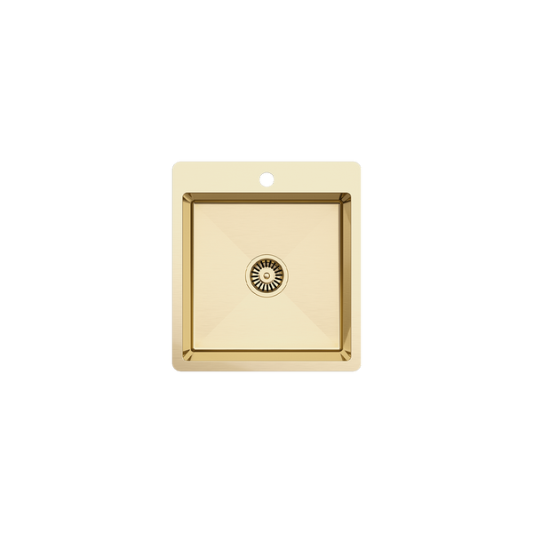 Kayla 450x500 Single Bowl Tap Landing Sink Brushed Brass Gold