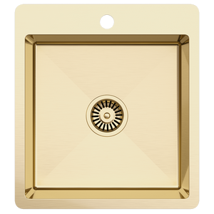 Kayla 450x500 Single Bowl Tap Landing Sink Brushed Brass Gold - Brushed Brass Gold