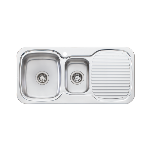 Lakeland 1 And 1/2 Bowl Sink With Drainer Left Stainless Steel