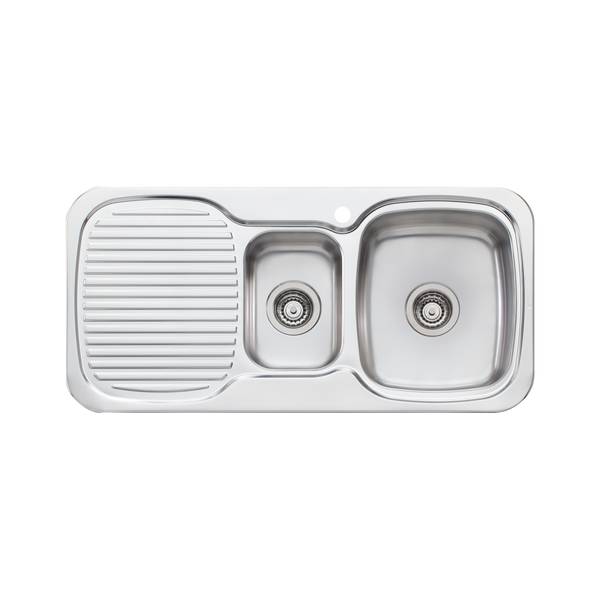 Lakeland 1 And 1/2 Bowl Sink With Drainer Right Stainless Steel