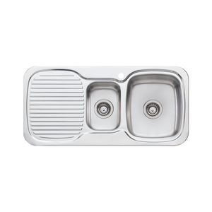 Lakeland 1 And 1/2 Bowl Sink With Drainer Right Stainless Steel - Stainless Steel
