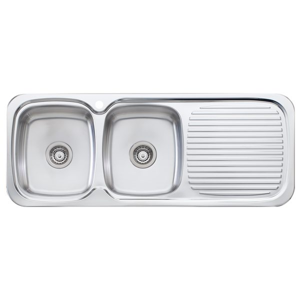 Lakeland Double Bowl Sink With Drainer Left Stainless Steel