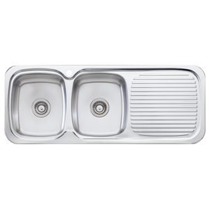 Lakeland Double Bowl Sink With Drainer Left Stainless Steel - Stainless Steel