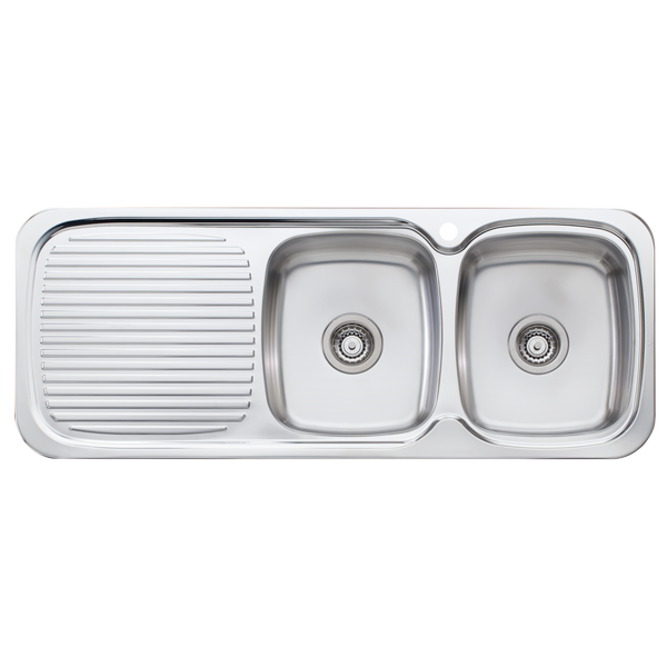 Lakeland Double Bowl Sink With Drainer Right Stainless Steel