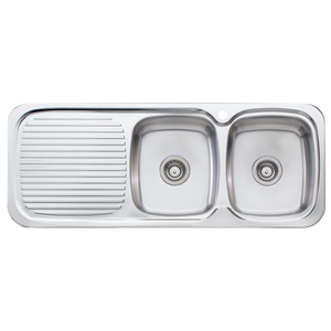 Lakeland Double Bowl Sink With Drainer Right Stainless Steel - Stainless Steel