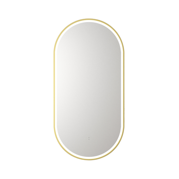 Beau Monde Oblong Pill LED Mirror Brushed Gold
