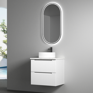 Beau Monde Oblong Pill LED Mirror Matte Black - Matte Black