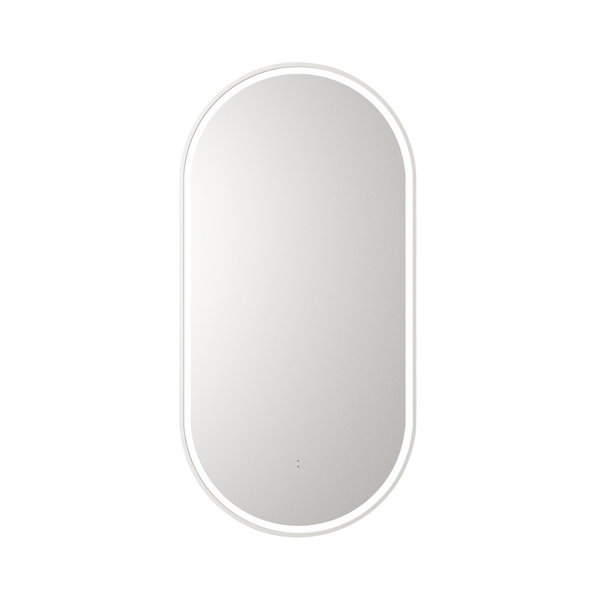 Beau Monde Oblong Pill LED Mirror Matte White
