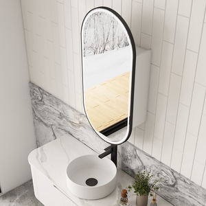 Beau Monde Oblong LED Matte White Shaving Cabinet With Matte Black Frame - Matte Black