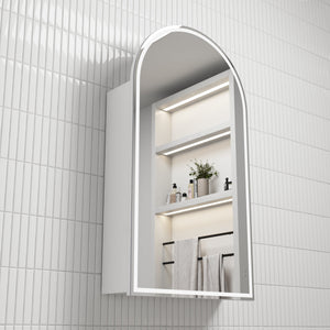 Canterbury Arch LED Matte White Shaving Cabinet - Frameless