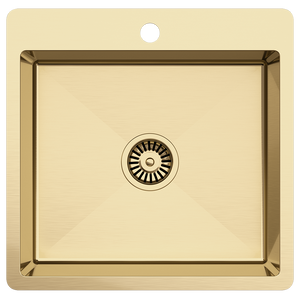 Leo 510x500 Single Bowl Tap Landing Sink Brushed Brass Gold - Brushed Brass Gold